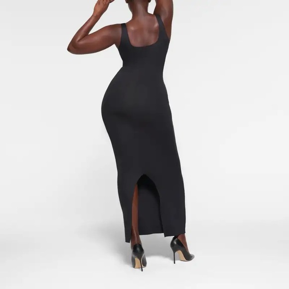 SKIMS Black Bodycon Maxi Dress Square Neck Sleeveless - Picture 5 of 7